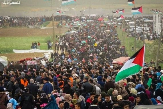 31 اصابة باعتداء الكيان الصهيوني على مسيرات العودة شرق غزة