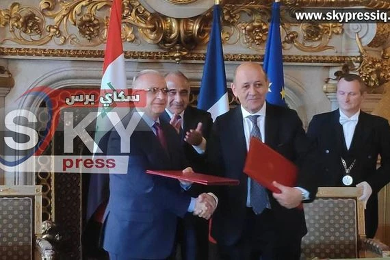 من بغداد وزير الخارجية يبحث مع نظيره الفرنسي اعادة اعمار المناطق المحررة في العراق
