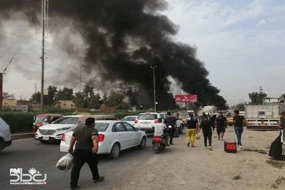 متظاهرون يقطعون الطريق الرابط بين كركوك- بغداد