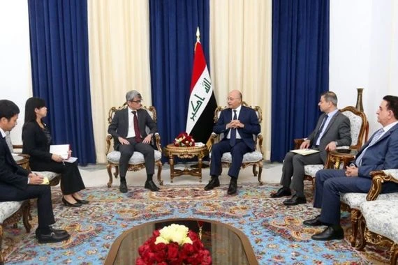 رئيس الجمهورية يؤكد للسفير الياباني أهمية دور بلاده في إعادة إعمار العراق
