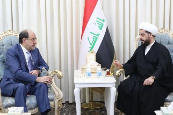 المالكي والخزعلي يؤكدان على إيجاد حلول سياسية تمنع وصول الوضع العراقي لحالة الخطر
